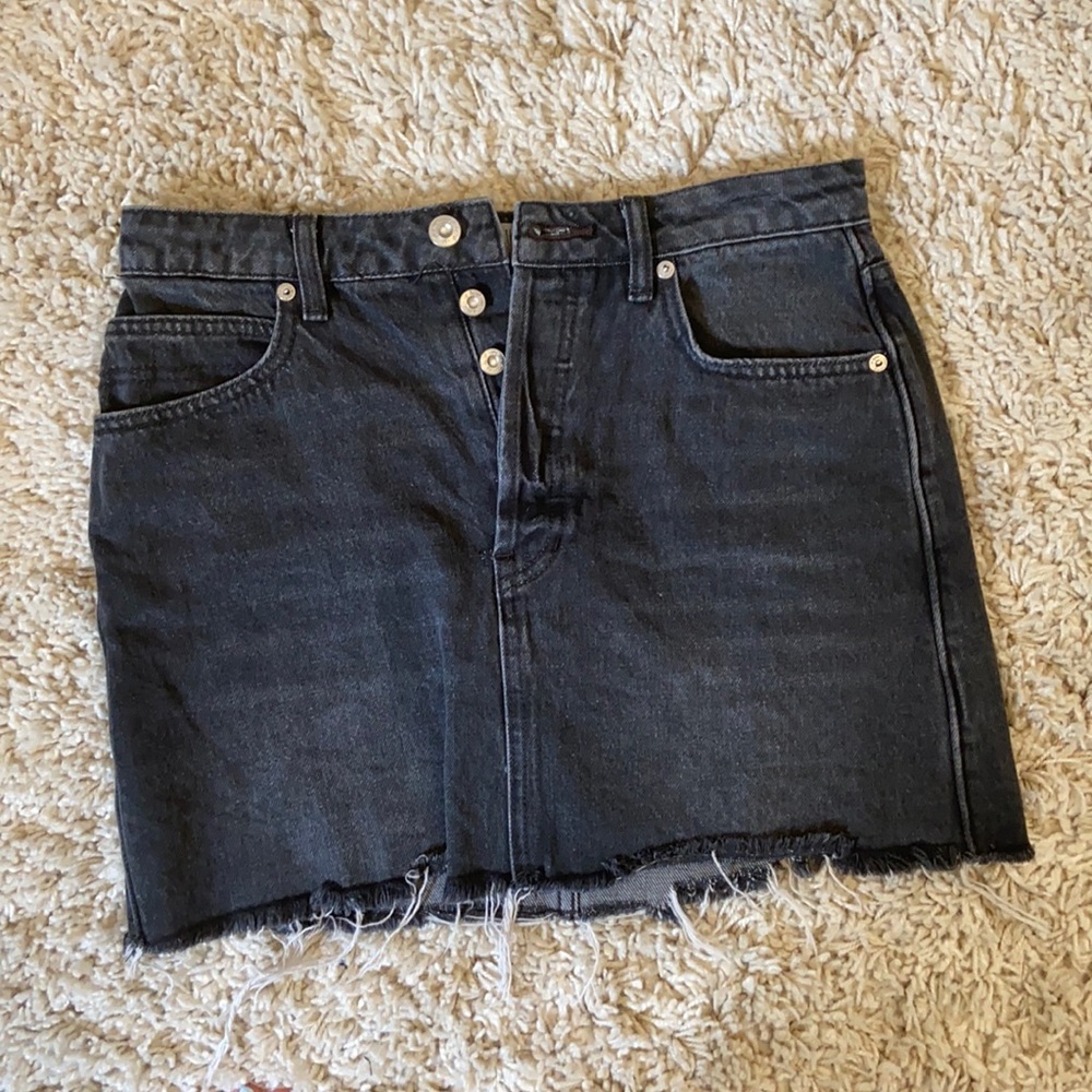 Free People Black Jean Skirt
